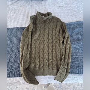 J. Crew Factory women's Green Cable Knit Turtleneck Sweater